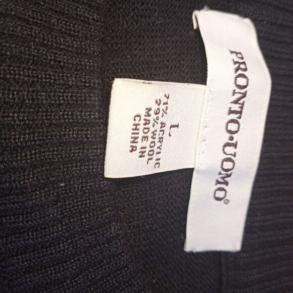 Pronto Uomo L Wool Blend Lngslvs Knitted Geometric Crewneck Men's Top Sweater - Picture 5 of 10